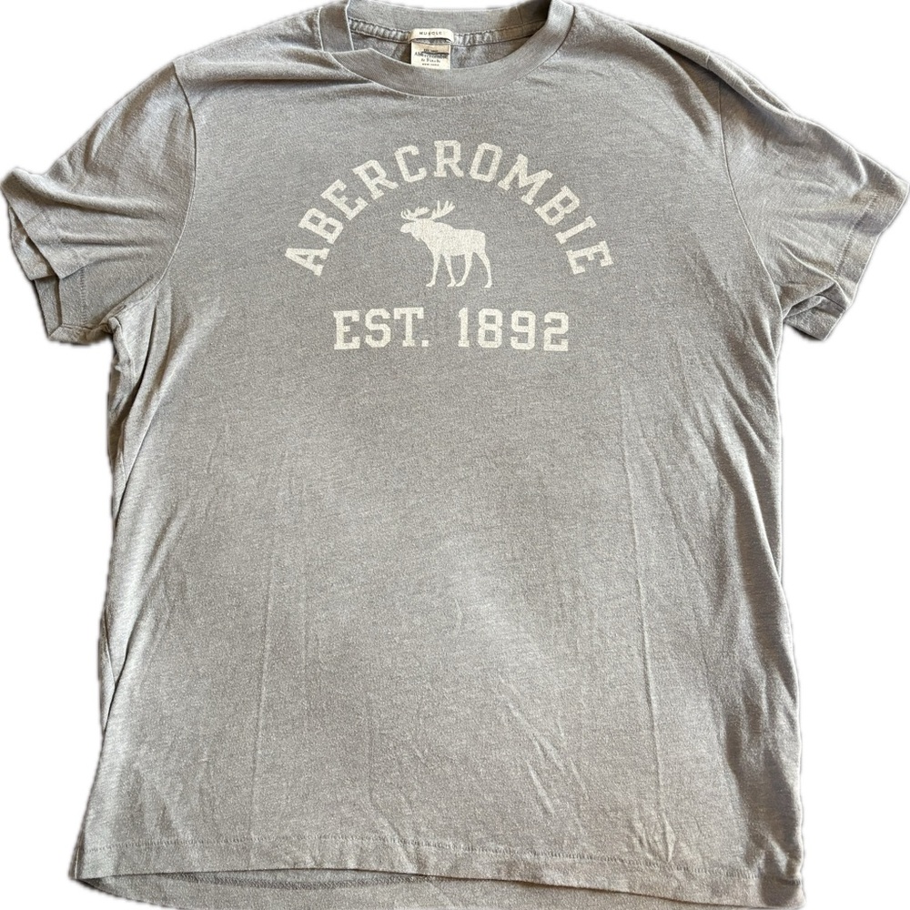 Abercrombie & Fitch Light Gray Muscle Tee with Logo